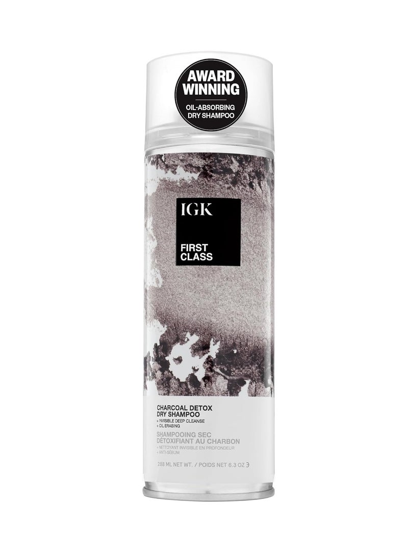 IGK FIRST CLASS Charcoal Detox Dry Shampoo | Volume + Soothes Scalp + Balance Oil | Vegan + Cruelty Free |