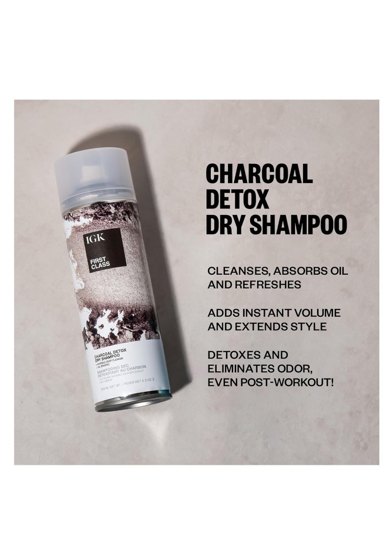 IGK FIRST CLASS Charcoal Detox Dry Shampoo | Volume + Soothes Scalp + Balance Oil | Vegan + Cruelty Free |