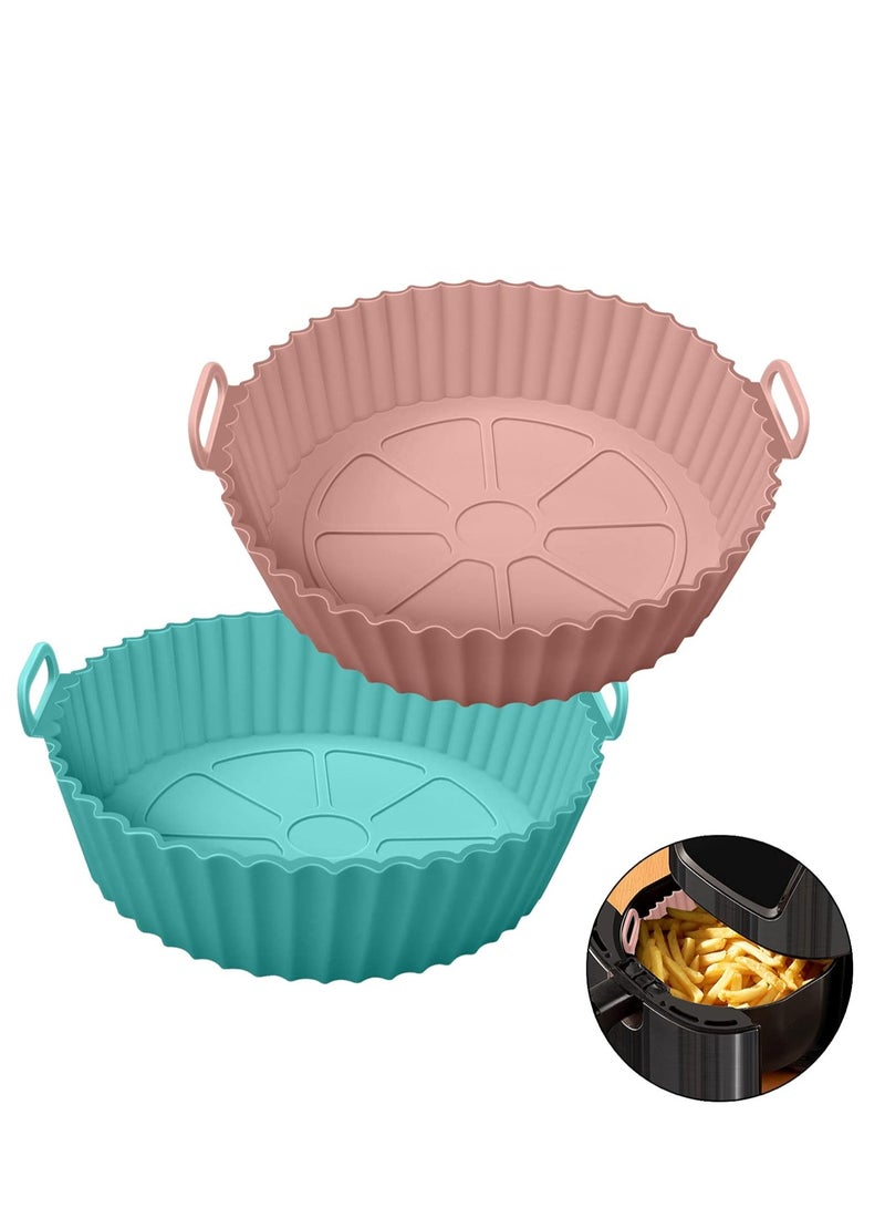 Air Fryer Silicone Pot, 2Pcs Air Fryer Silicone Liners Round Food Safe Non Stick Air Fryer Basket Accessories, Reusable Replacement of Flammable Parchment Liner Paper Fits 3QT - 5QT Air Fryer