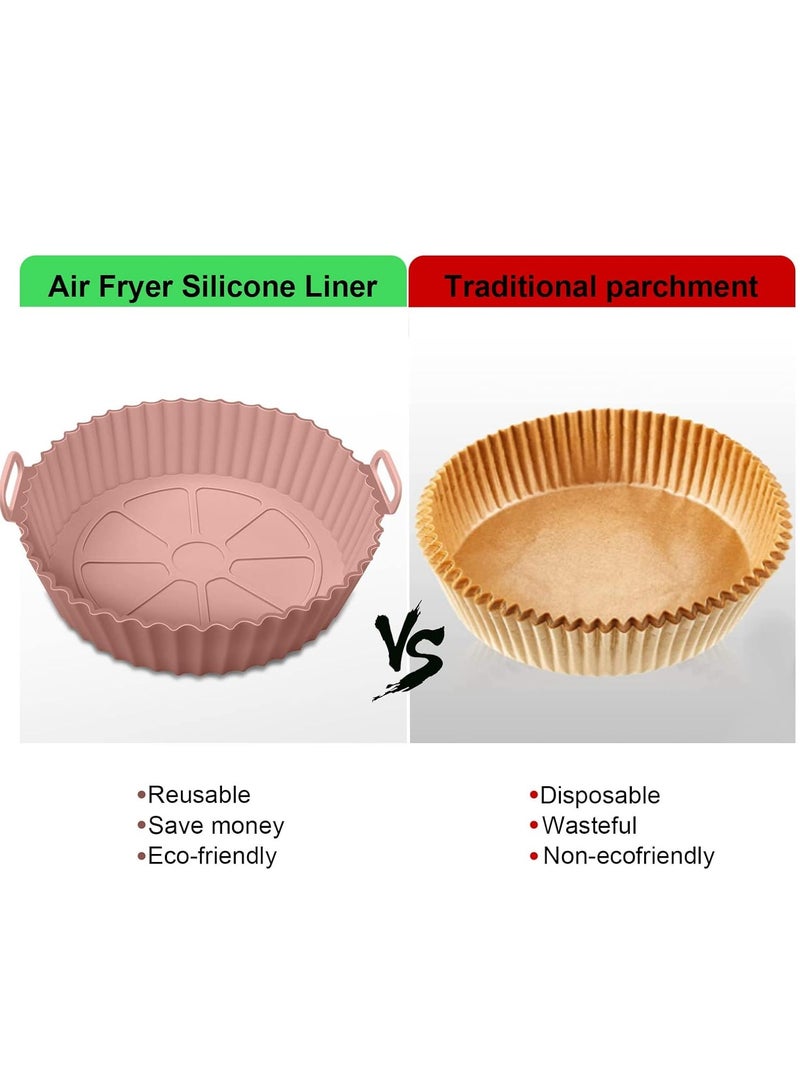 Air Fryer Silicone Pot, 2Pcs Air Fryer Silicone Liners Round Food Safe Non Stick Air Fryer Basket Accessories, Reusable Replacement of Flammable Parchment Liner Paper Fits 3QT - 5QT Air Fryer