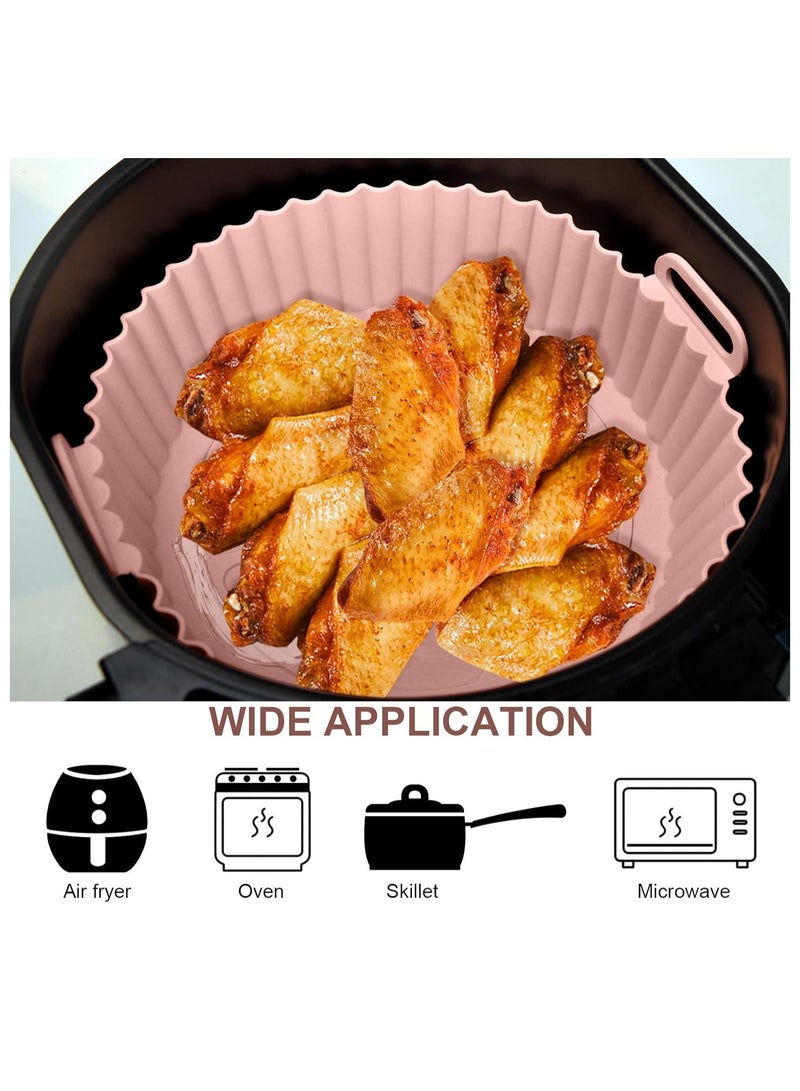 Air Fryer Silicone Pot, 2Pcs Air Fryer Silicone Liners Round Food Safe Non Stick Air Fryer Basket Accessories, Reusable Replacement of Flammable Parchment Liner Paper Fits 3QT - 5QT Air Fryer