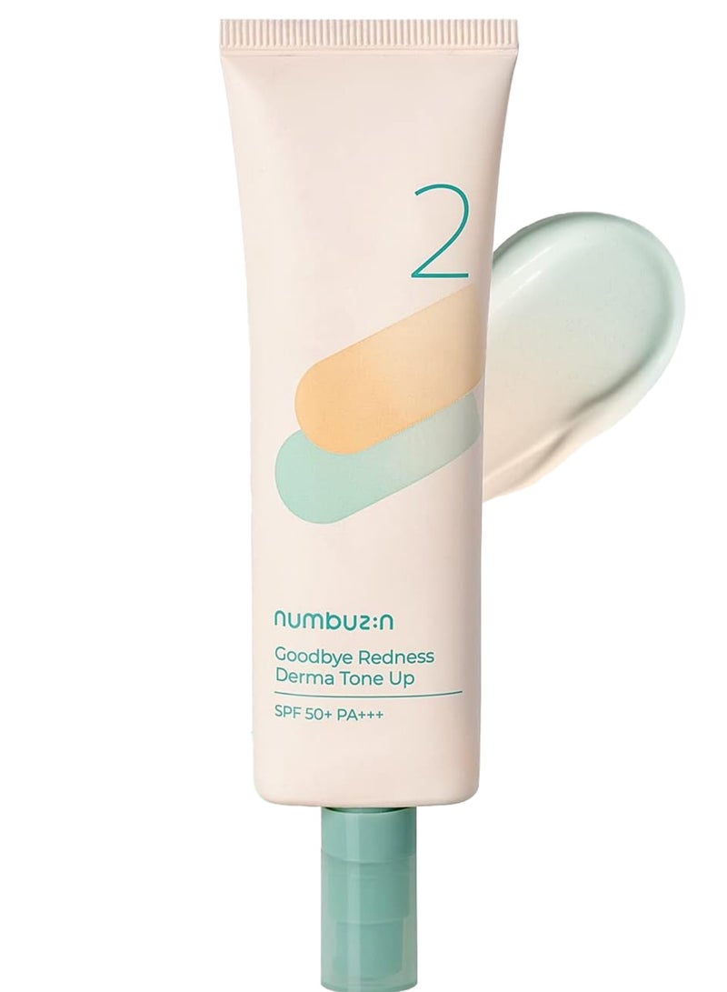 Numbuzin No.2 Goodbye Redness Derma Tone Up - Infused with Derma Ingredients and Tea Tree Leaf for Redness Reduction and Even Skin Tone, 50ml