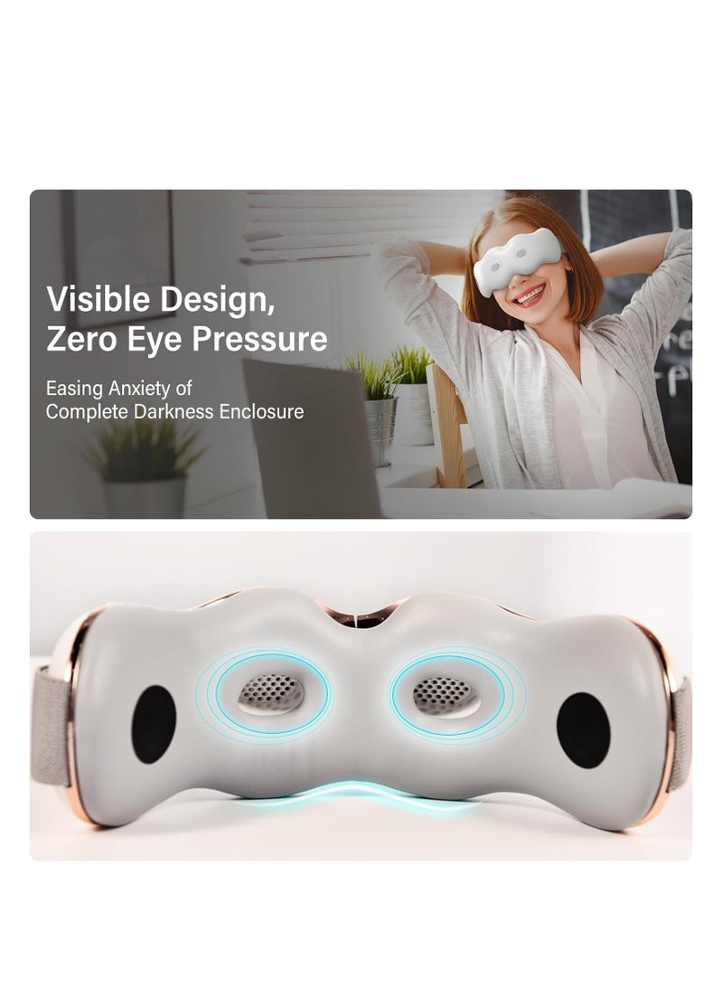 Heated Eye Massager with Music for Migraines, Perfect Gift for Men and Women, Sleep Improvement Eye Mask, Reduces Dark Circles and Puffiness, Silent Mode, Ideal for Relaxation.