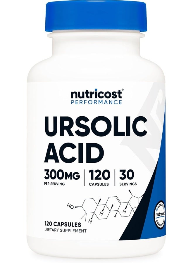 Ursolic Acid 300Mg, 120 Capsules - Vegetarian, Non Gmo, Gluten Free, Soy Free