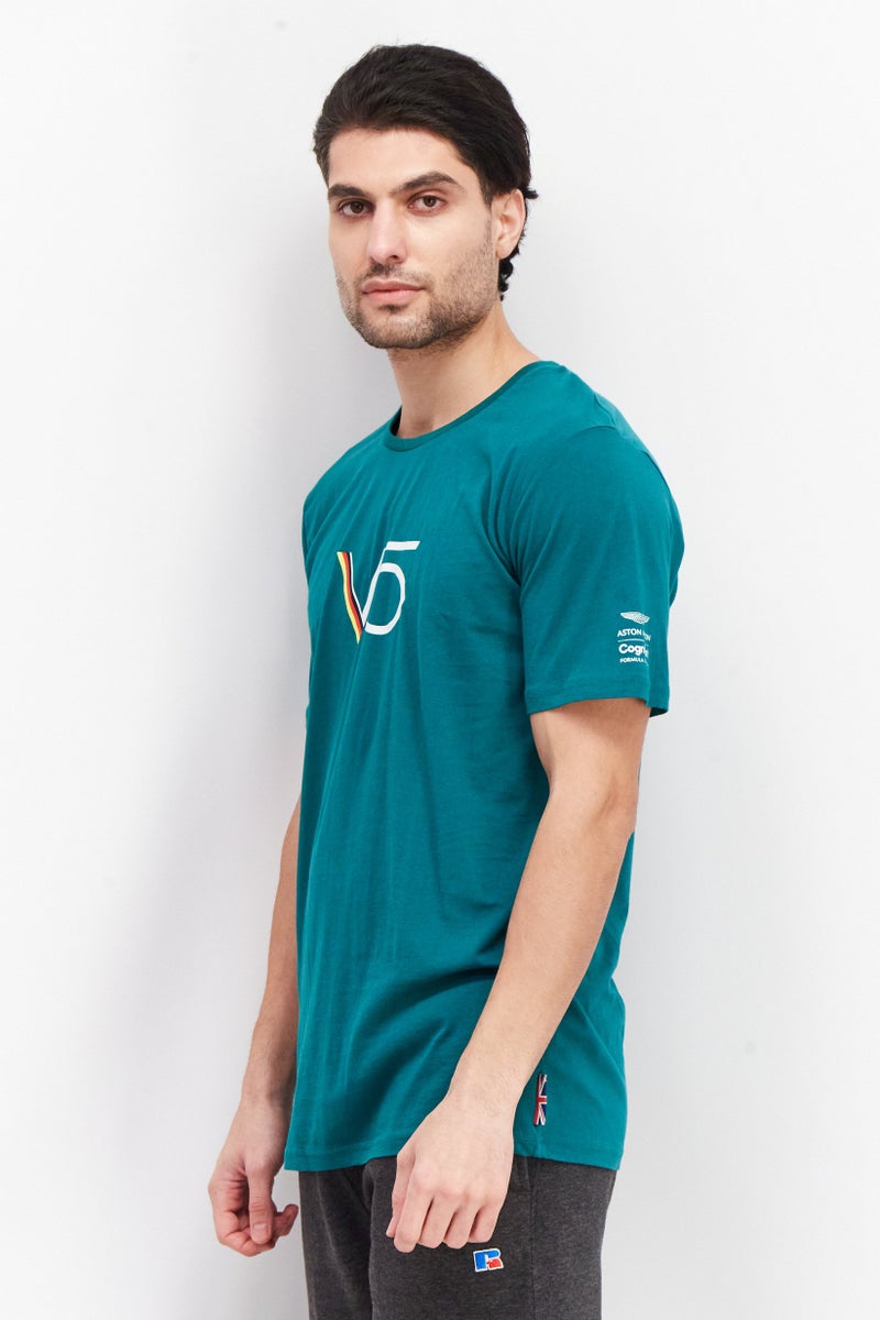 Men Sportswear Fit Short Sleeve Brand Logo T-Shirt, Green