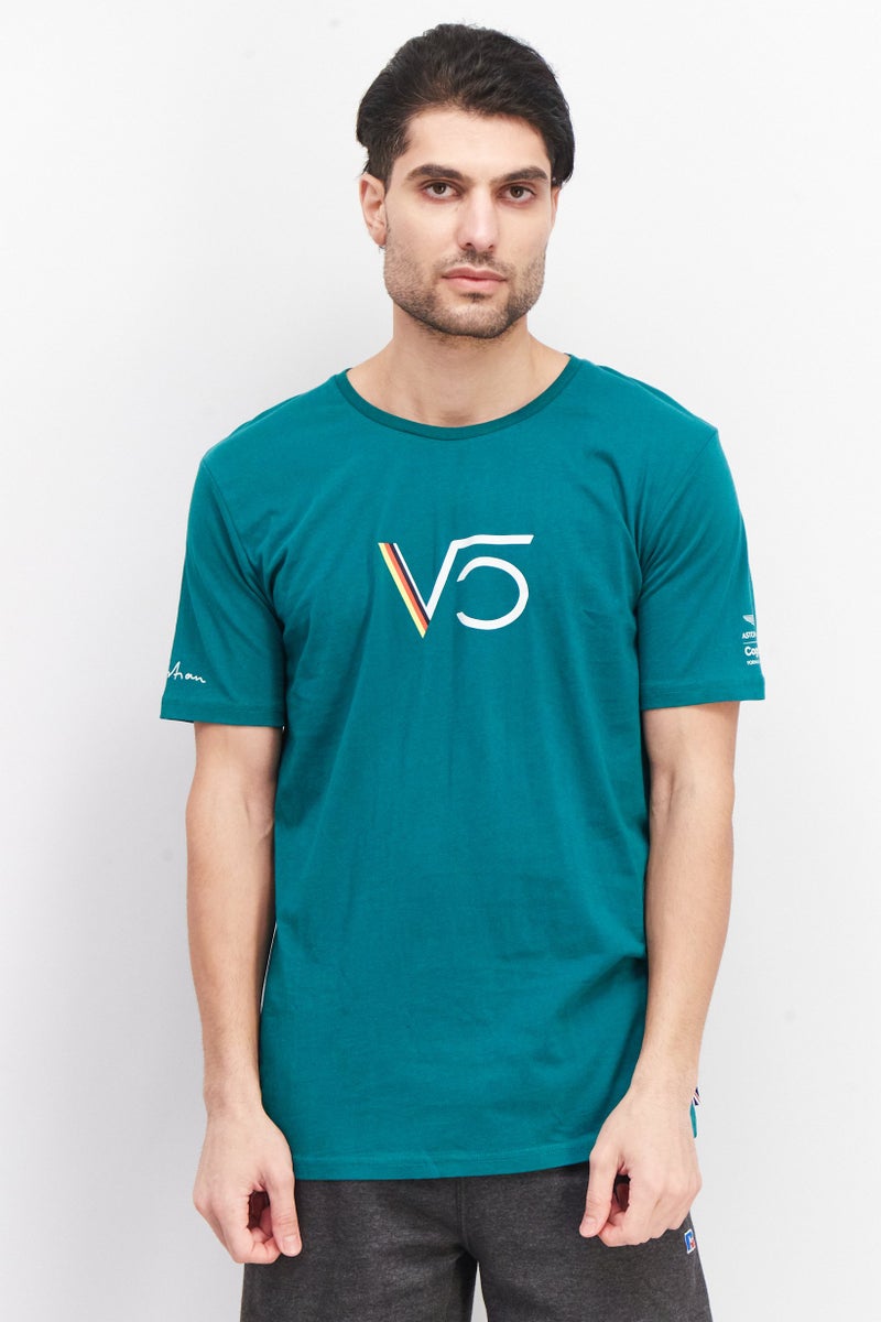 Men Sportswear Fit Short Sleeve Brand Logo T-Shirt, Green