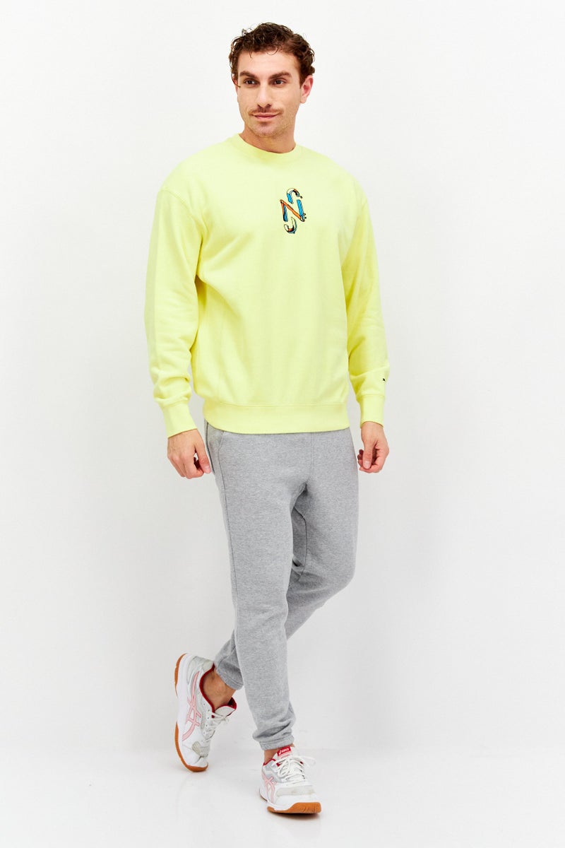 Men Sportswear Fit Embroidered Logo Walking Sweatshirts, Yellow Combo