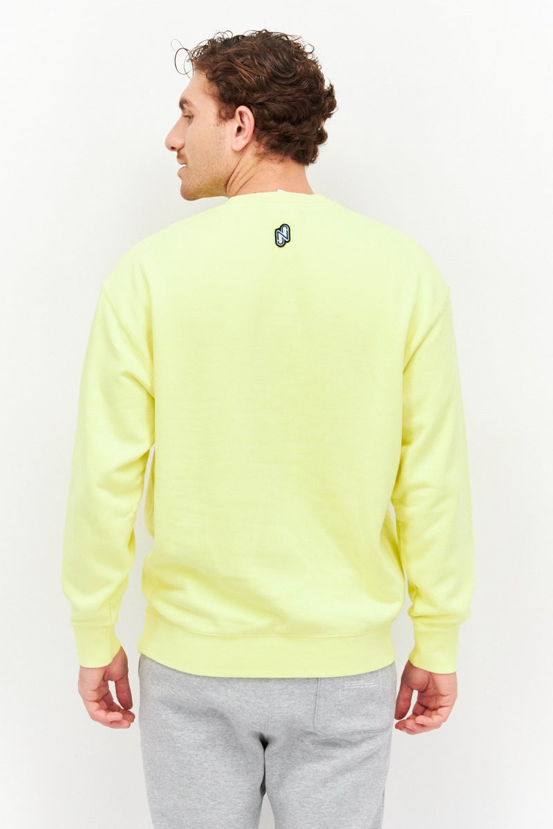 Men Sportswear Fit Embroidered Logo Walking Sweatshirts, Yellow Combo