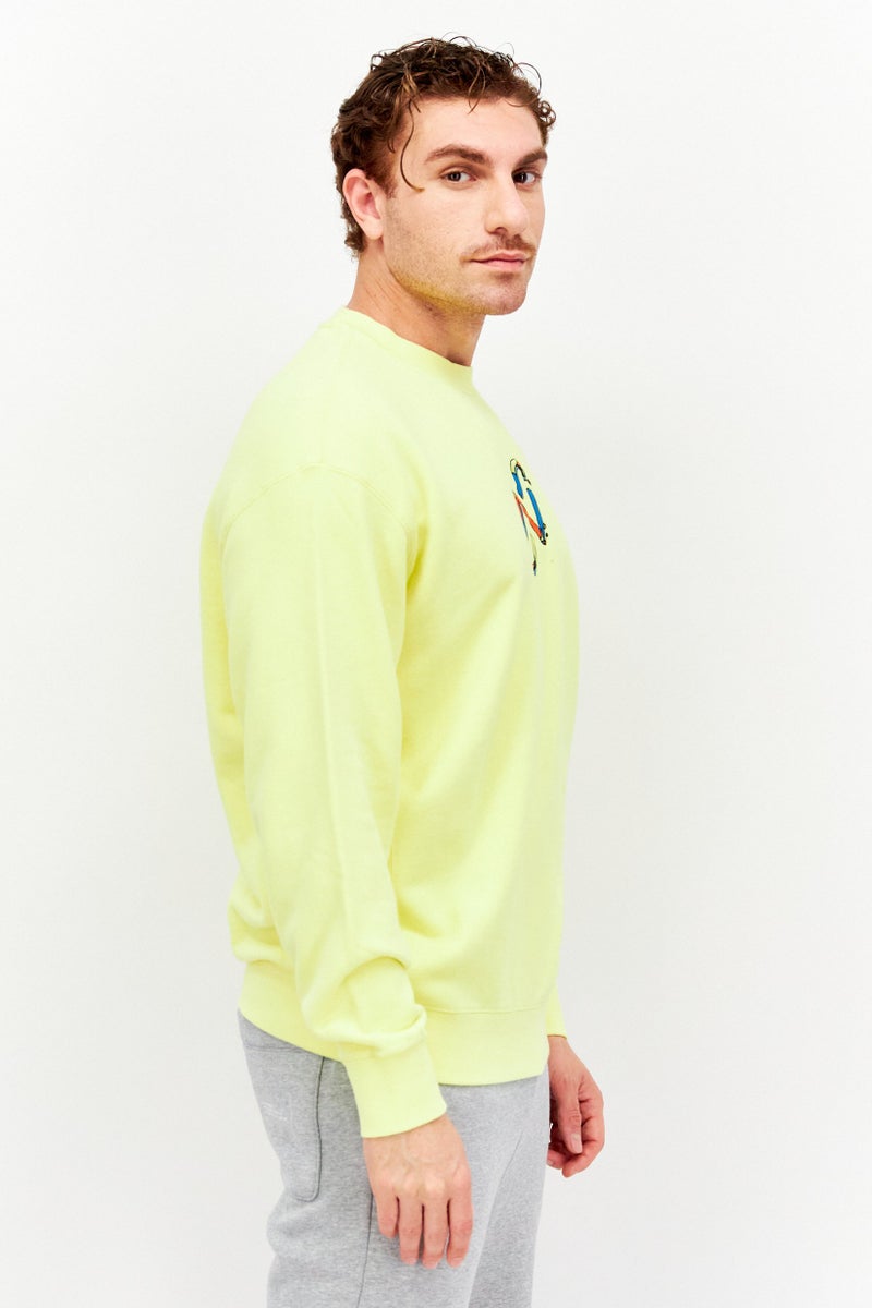 Men Sportswear Fit Embroidered Logo Walking Sweatshirts, Yellow Combo