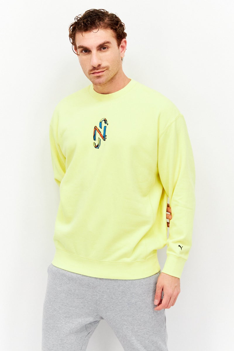 Men Sportswear Fit Embroidered Logo Walking Sweatshirts, Yellow Combo