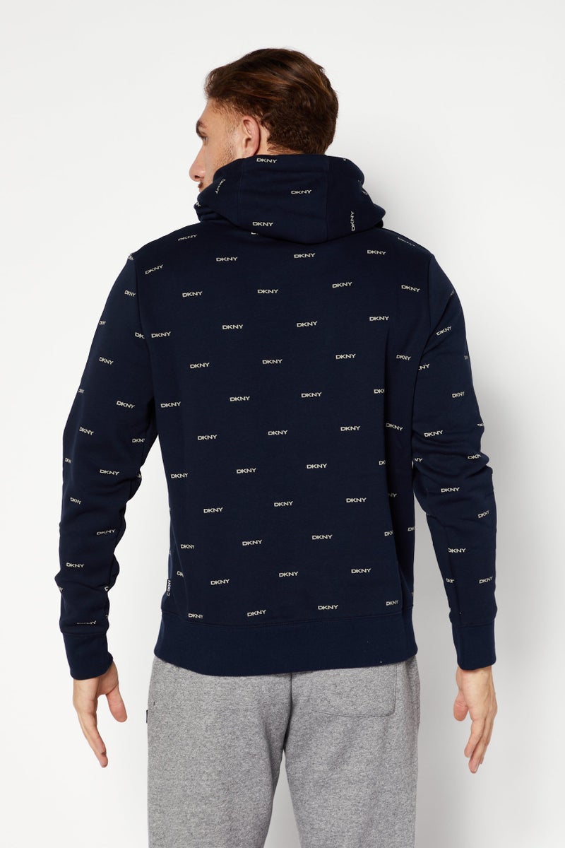 Men Sportswear Fit Brand Logo Outdoor Hoodie, Navy