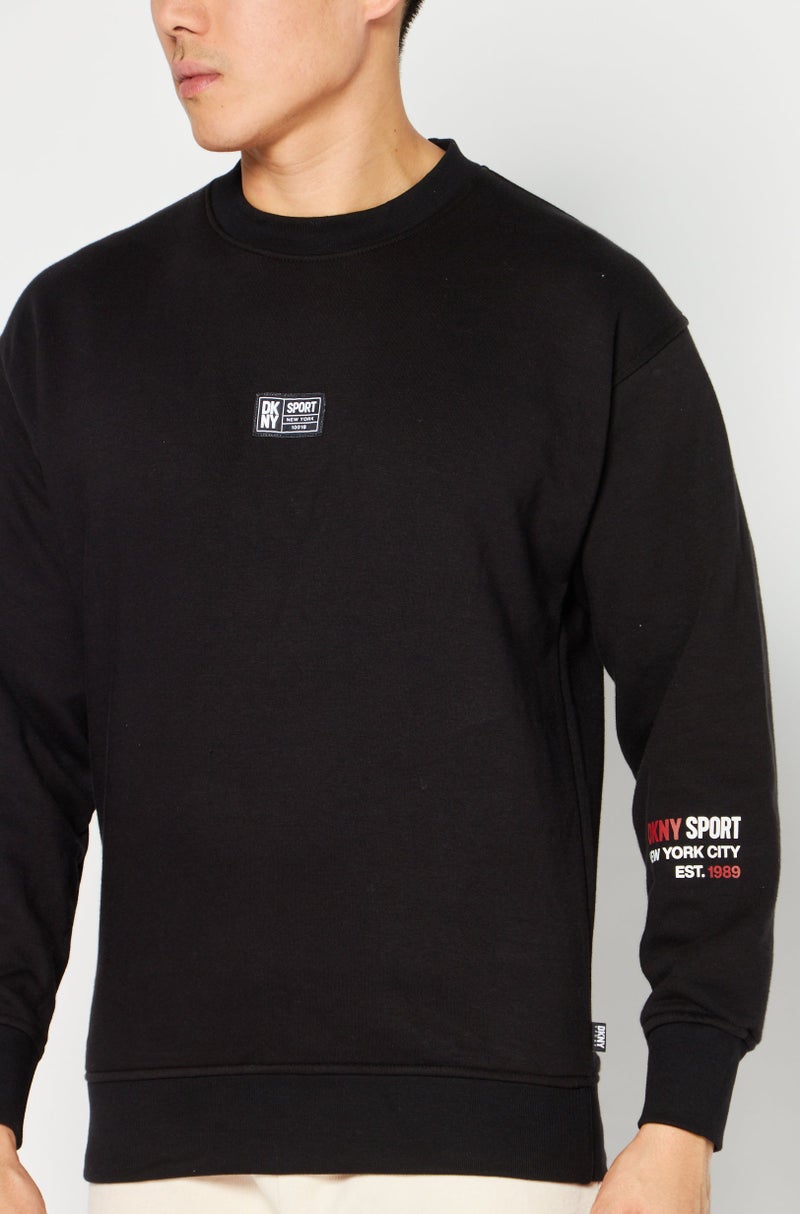 Men Sportswear Fit Long Sleeves Running Sweatshirts, Black