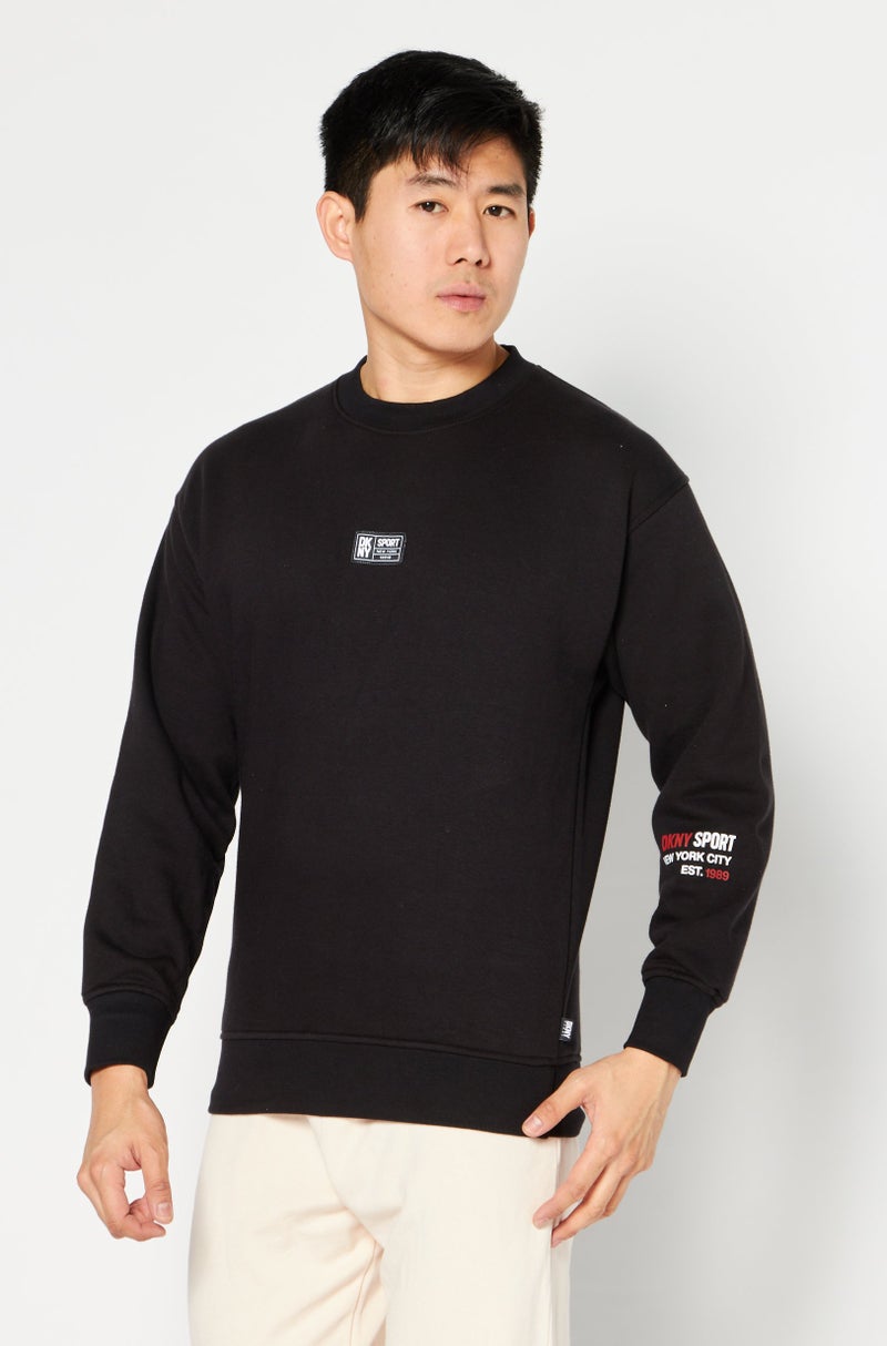 Men Sportswear Fit Long Sleeves Running Sweatshirts, Black