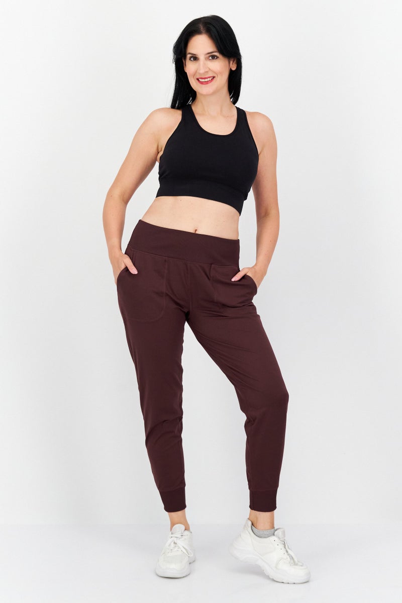 Women Sportswear Fit Training Jogger Pants, Burgundy