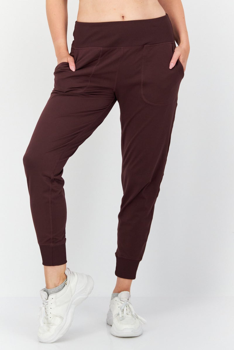 Women Sportswear Fit Training Jogger Pants, Burgundy