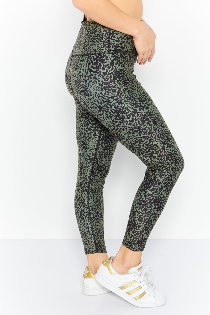 Women Sportswear Fit Yoga Leggings, Black/Green