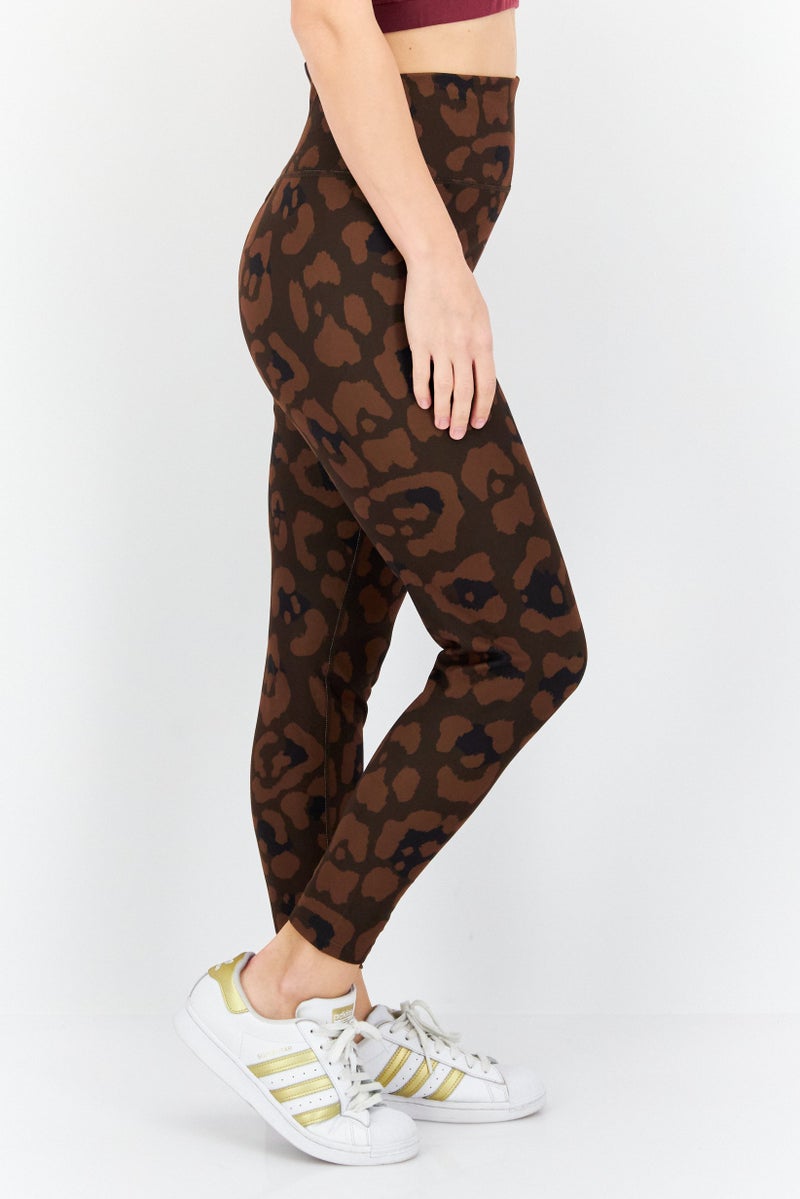 Women Sportswear Fit Yoga Leggings, Brown/Black Combo