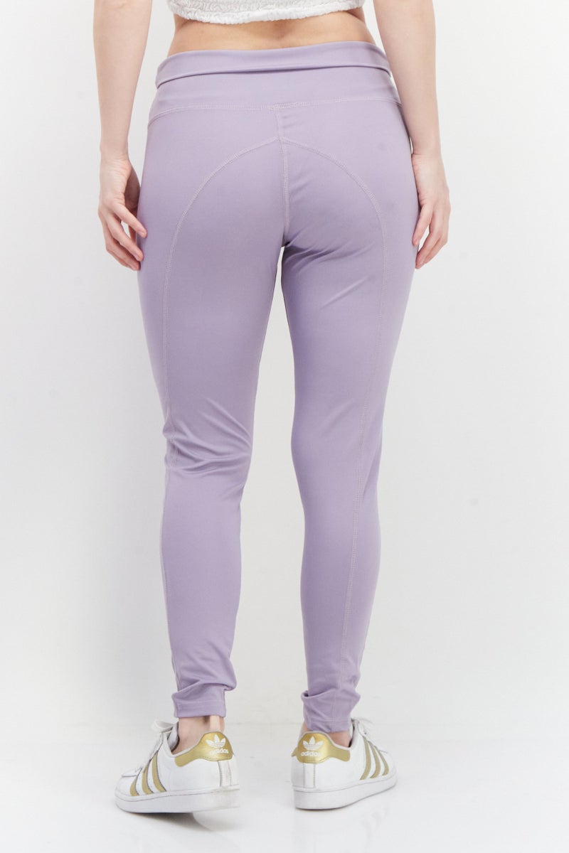 Women Full Length Solid Leggings, Purple