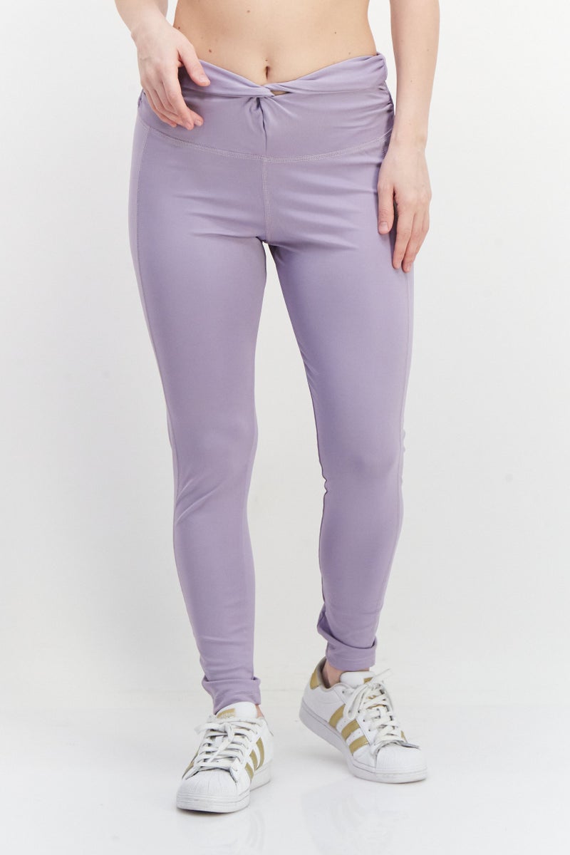 Women Full Length Solid Leggings, Purple