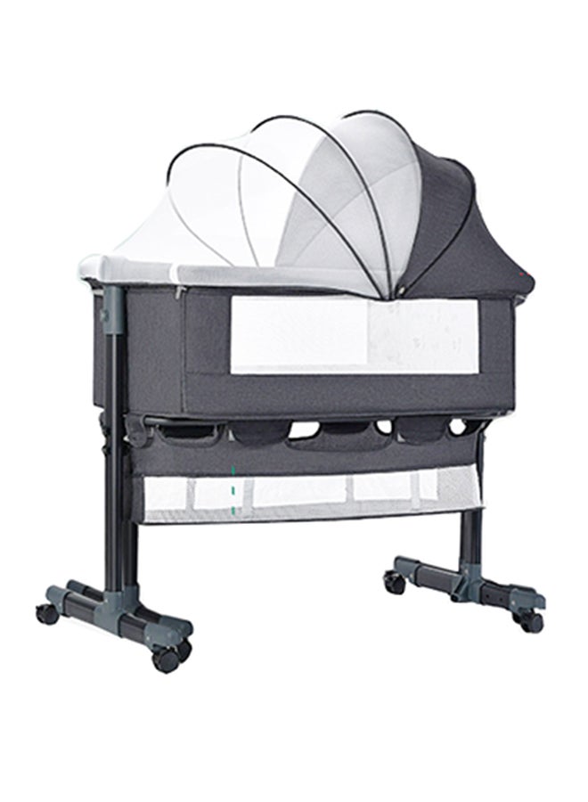 Baby Bedside Crib With Large Storage Basket, Adjustable Height/Angle, Soft Mattress, 360° Swivel Wheels