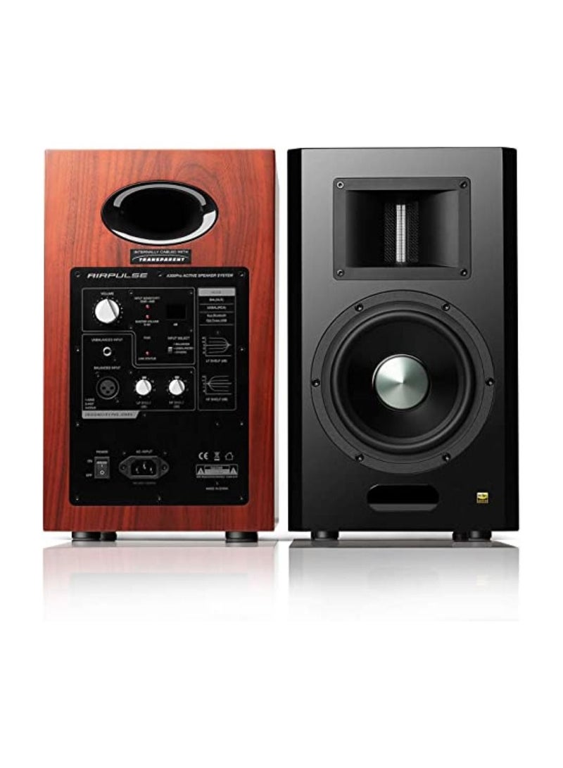 Airpulse A300 Pro Cherry Wood Styling Dual Active Bookshelf Speaker