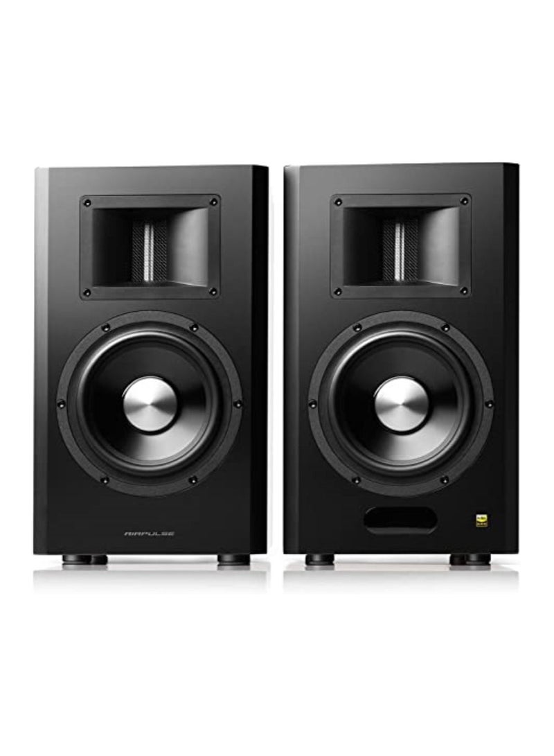 Airpulse A300 Pro Cherry Wood Styling Dual Active Bookshelf Speaker