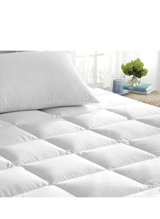 Cotton King Size Mattress Topper Cotton White 180x200cm