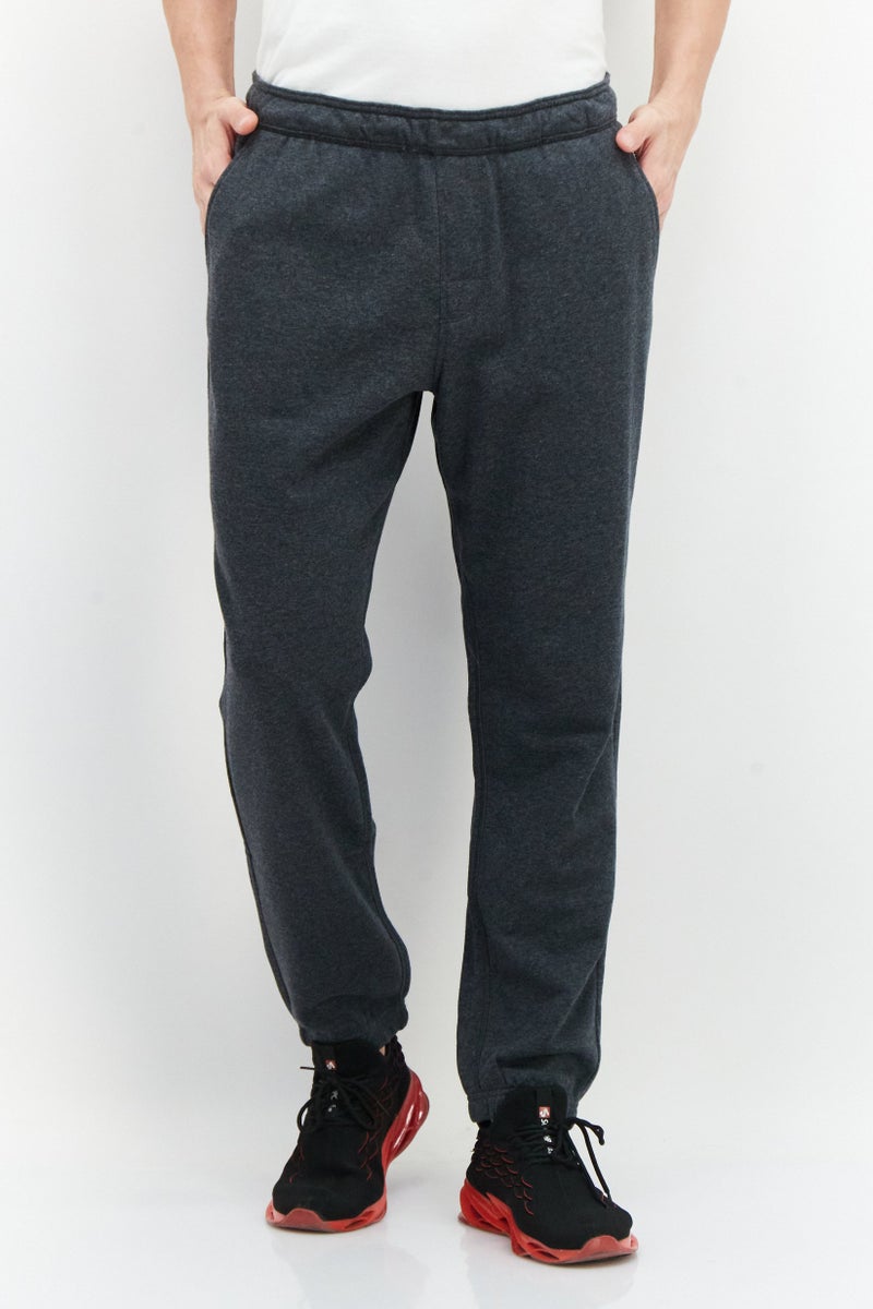 Men Heather Drawstring Sweatpants, Charcoal