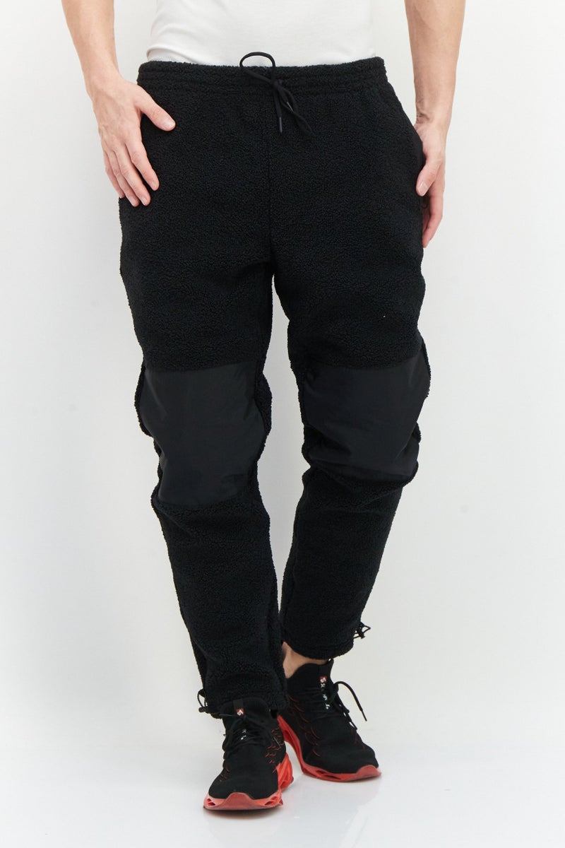 Men Regular Fit Drawstring Textured Sweatpants, Black