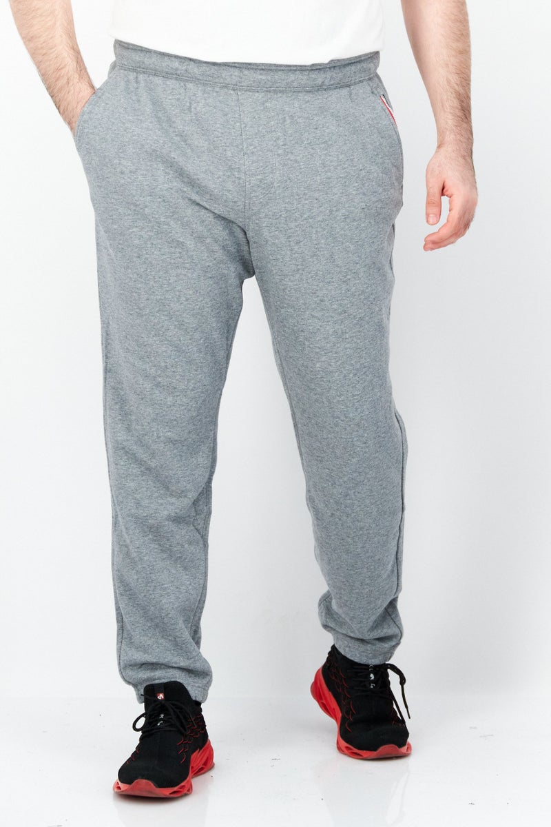 Men Regular Fit Heather Drawstring Sweatpants, Grey Heather