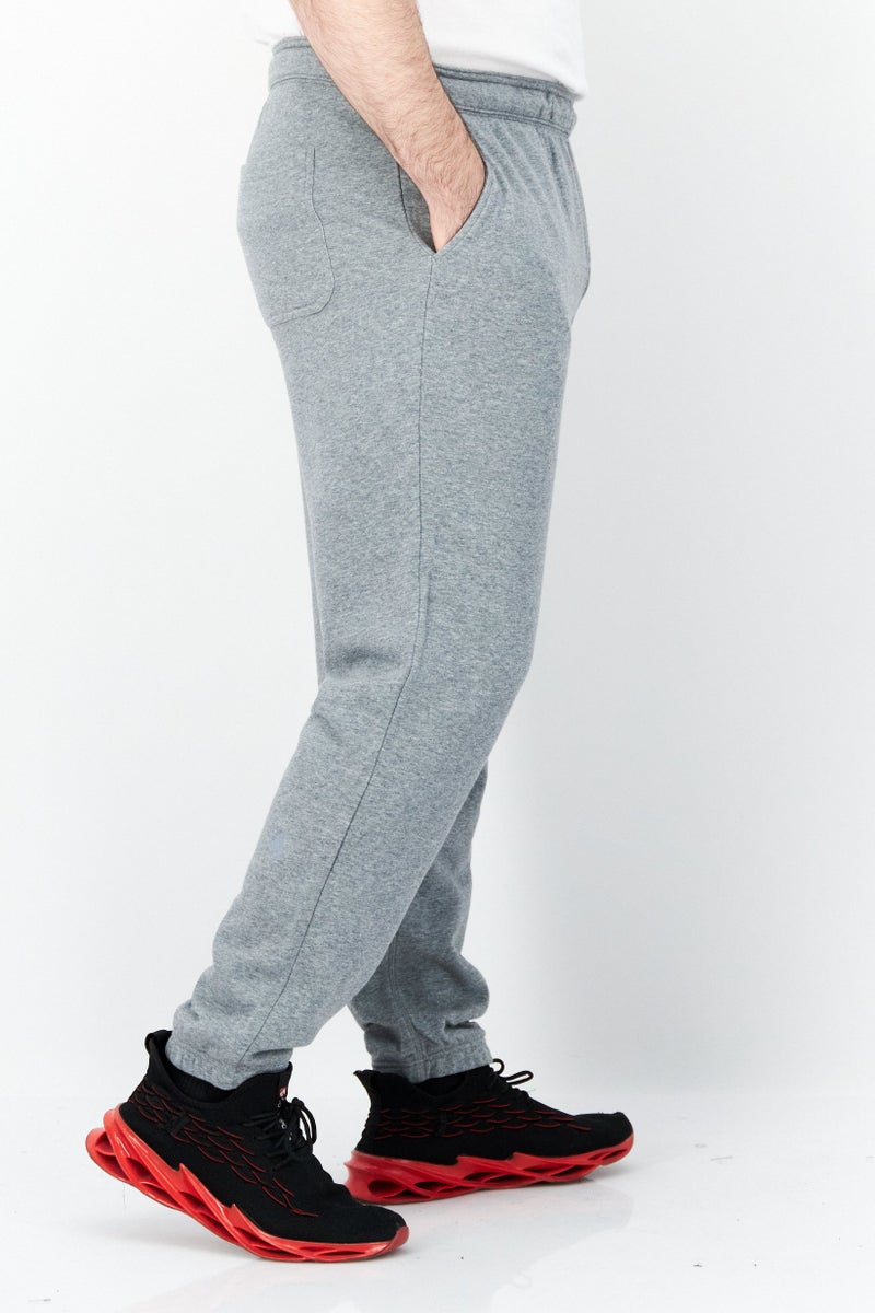 Men Regular Fit Heather Drawstring Sweatpants, Grey Heather