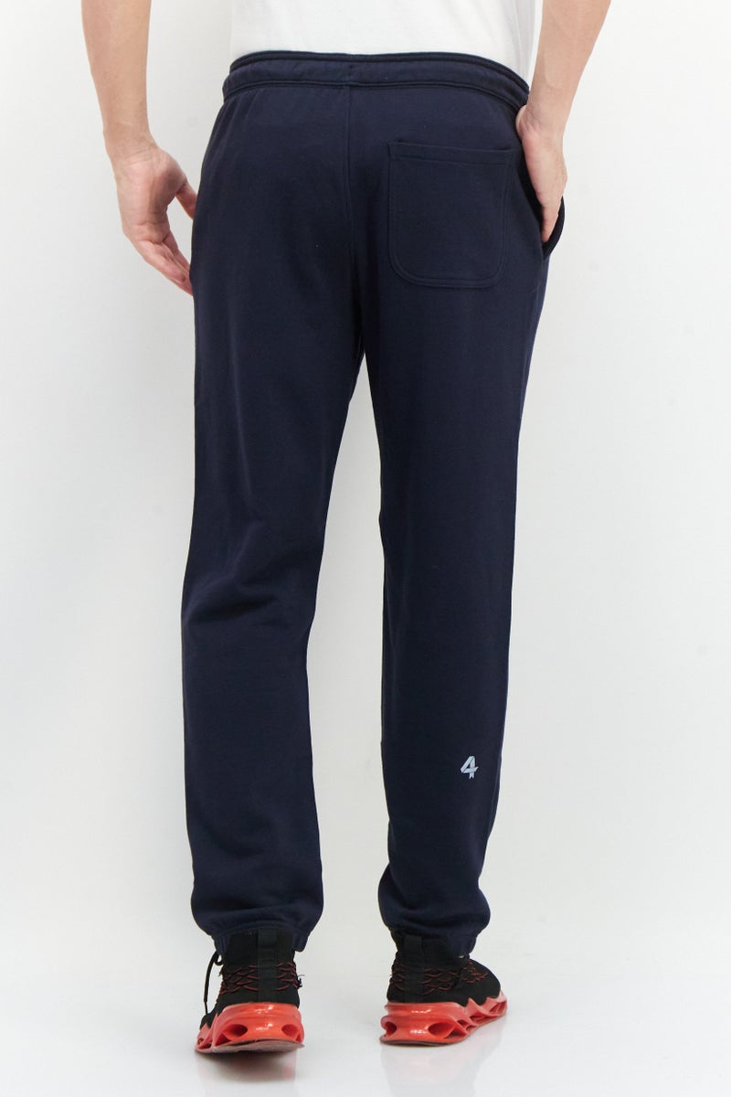 Men Regular Fit Solid Drawstring Jogger Pants, Navy