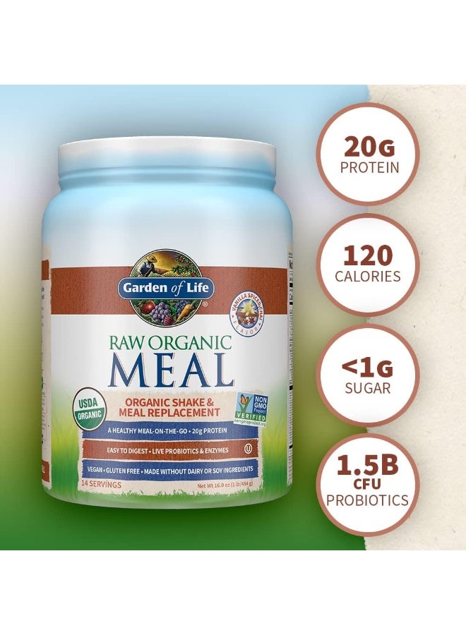 Meal Replacement Vanilla Chai Powder 14 Servings Organic Raw Plant Based Protein Powder Vegan Gluten Free 16 Ounce