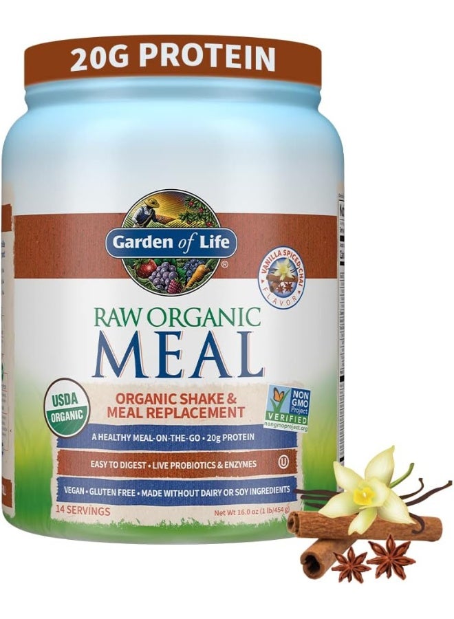 Meal Replacement Vanilla Chai Powder 14 Servings Organic Raw Plant Based Protein Powder Vegan Gluten Free 16 Ounce