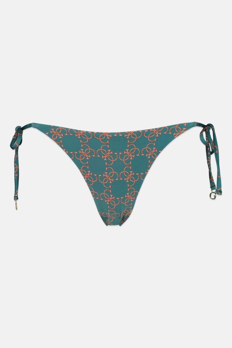 Women Allover Print Bikini Bottom, Green