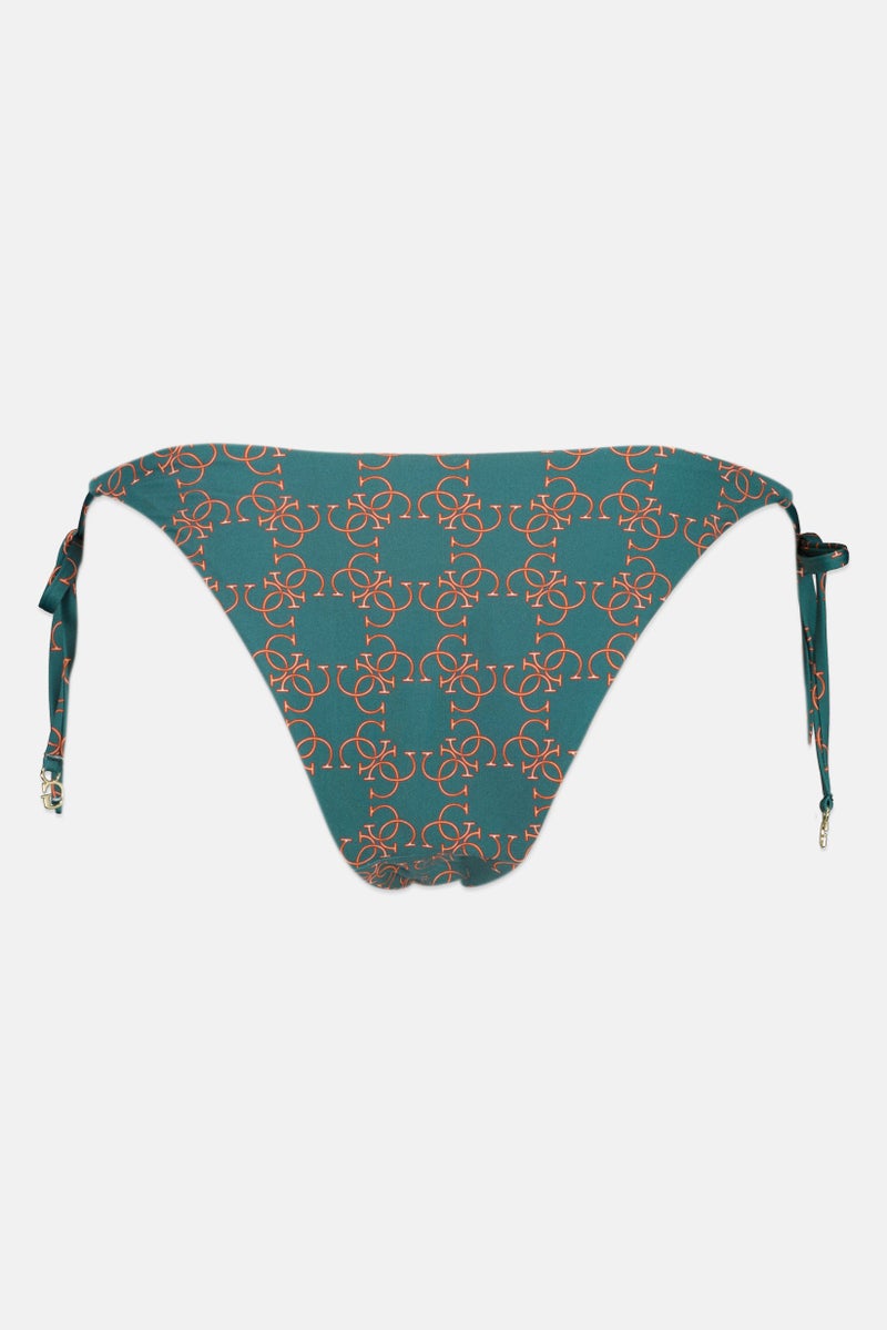 Women Allover Print Bikini Bottom, Green