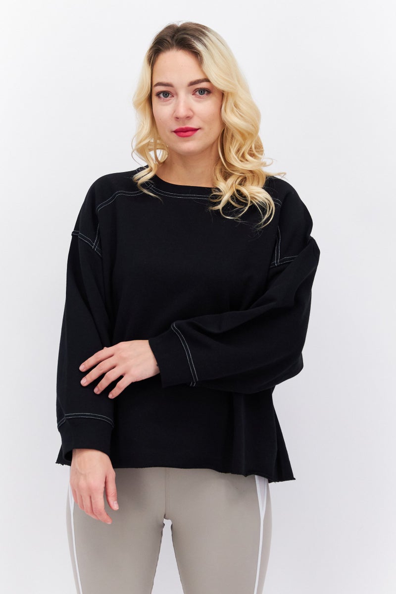 Women Sportswear Fit Long Sleeve Outdoor Sweatshirts, Black