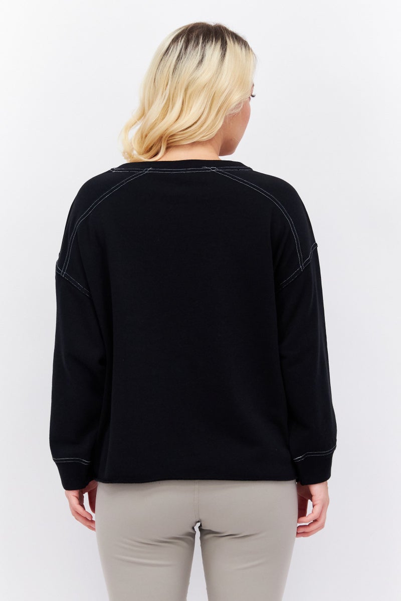 Women Sportswear Fit Long Sleeve Outdoor Sweatshirts, Black