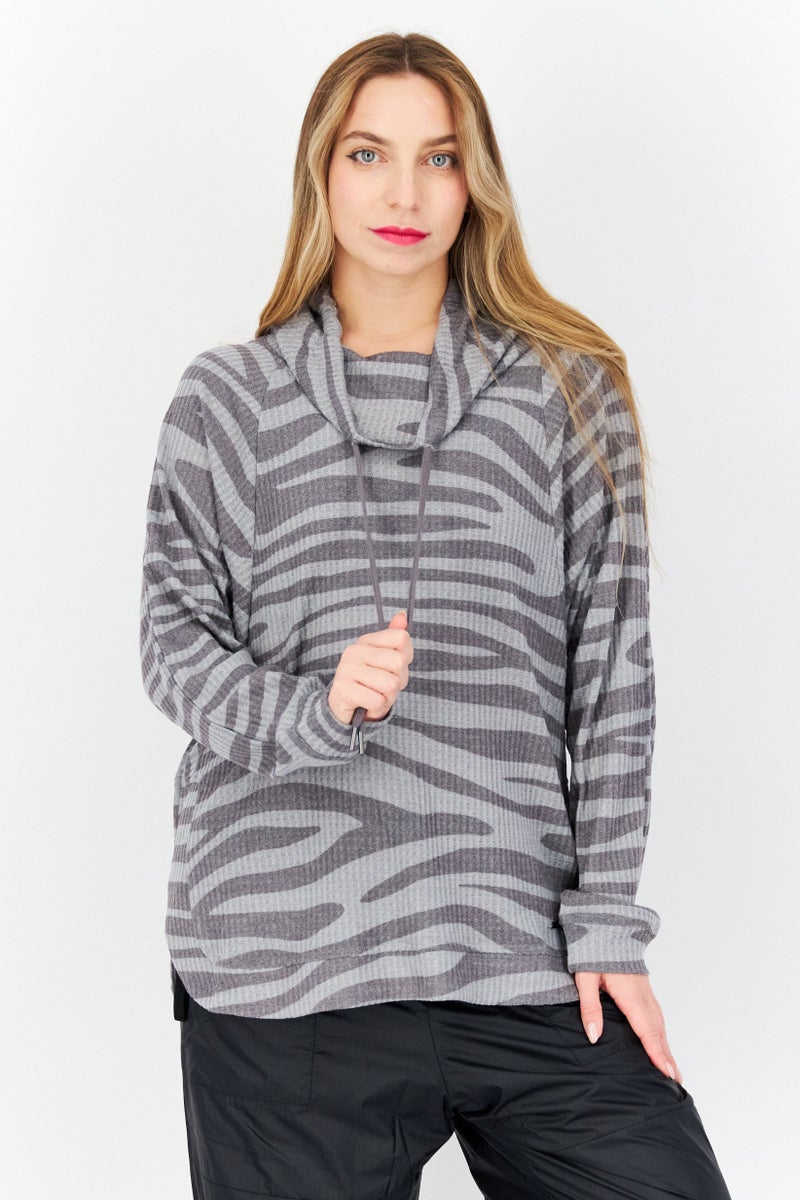 Women Sportswear Fit Long Sleeve Training Sweatshirt, Dusty Blue Combo