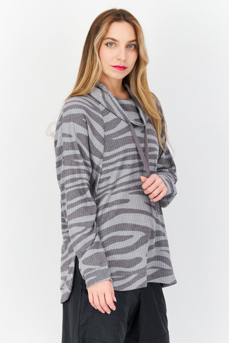 Women Sportswear Fit Long Sleeve Training Sweatshirt, Dusty Blue Combo