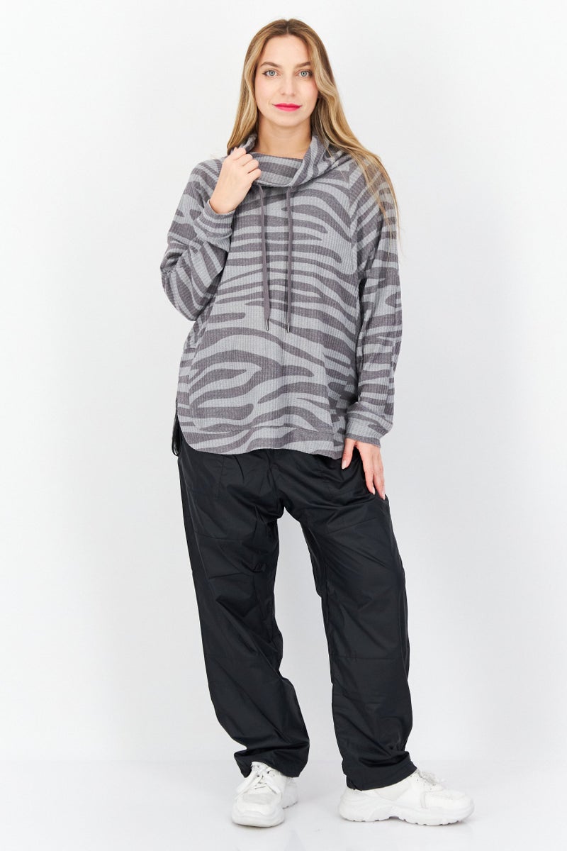 Women Sportswear Fit Long Sleeve Training Sweatshirt, Dusty Blue Combo