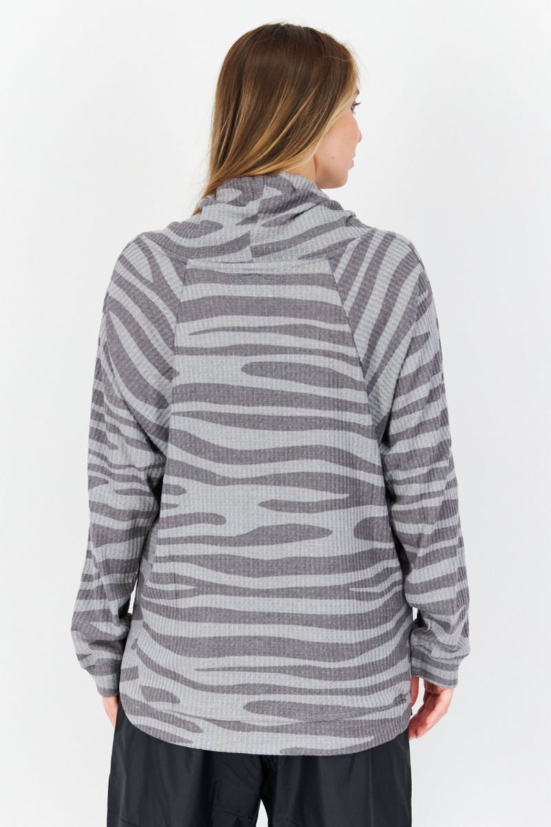 Women Sportswear Fit Long Sleeve Training Sweatshirt, Dusty Blue Combo