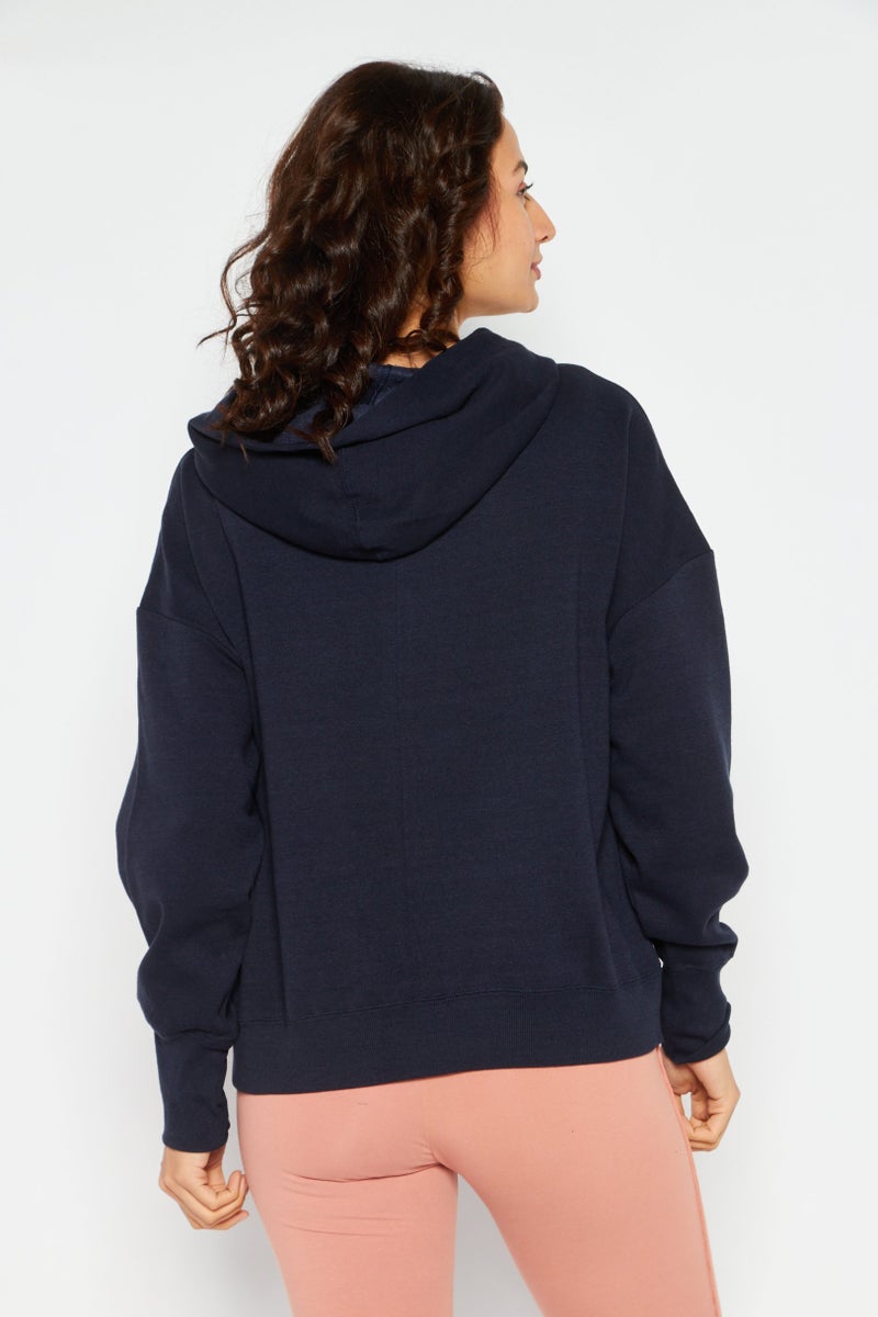 Women Sportswear Fit Long Sleeve Training Sweatshirt, Navy Blue