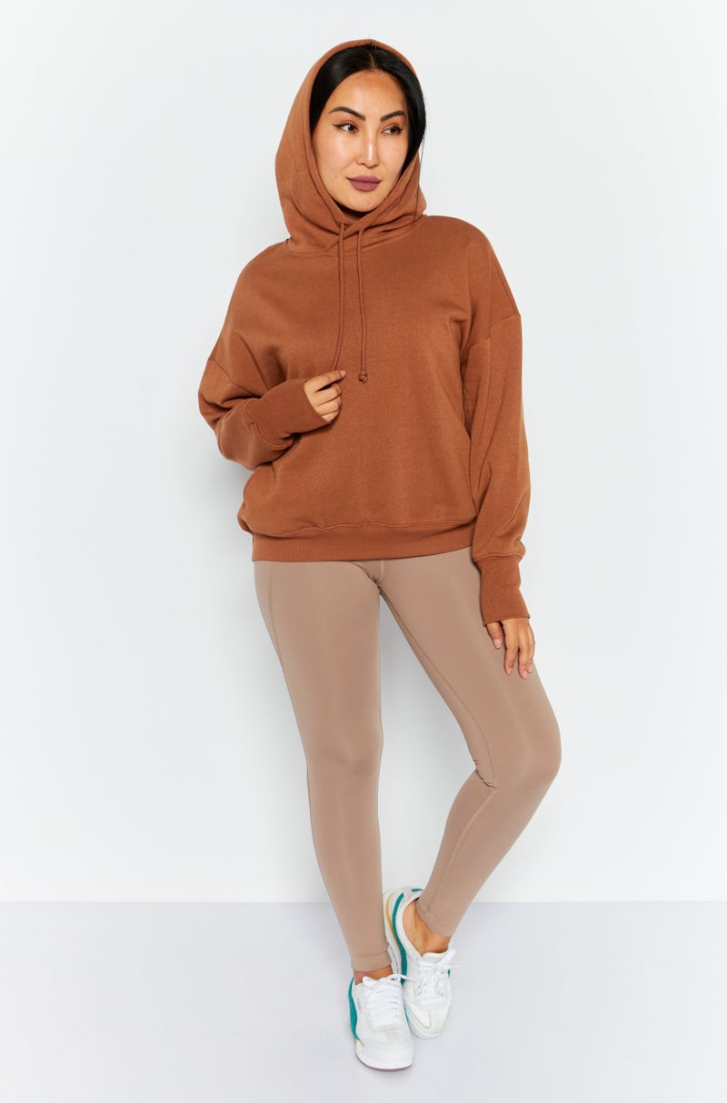 Women Sportswear Fit Long Sleeve Training  Sweatshirt, Tan
