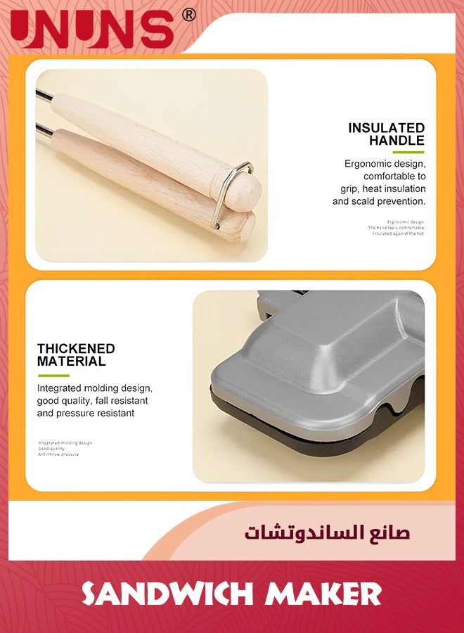 Breakfast Sandwich Maker,Hot Dog Toaster,Egg Panini Press Pan,Nonstick Sandwich Skillet With Removable Handle