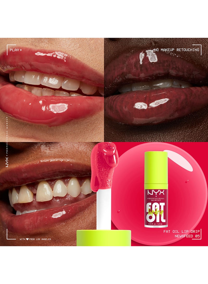 Fat Oil Lip Drip Moisturizing Shiny Vegan Tinted Lip Gloss Non-Sticky Finish 12H Hydration - Newsfeed