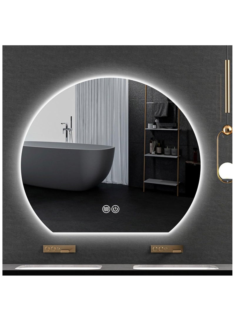 Half Circle Bathroom Mirror with LED Lights, Wall Mounted Mirror, HD bathroom vanity mirror, 3 Color Light Mirror for Wall