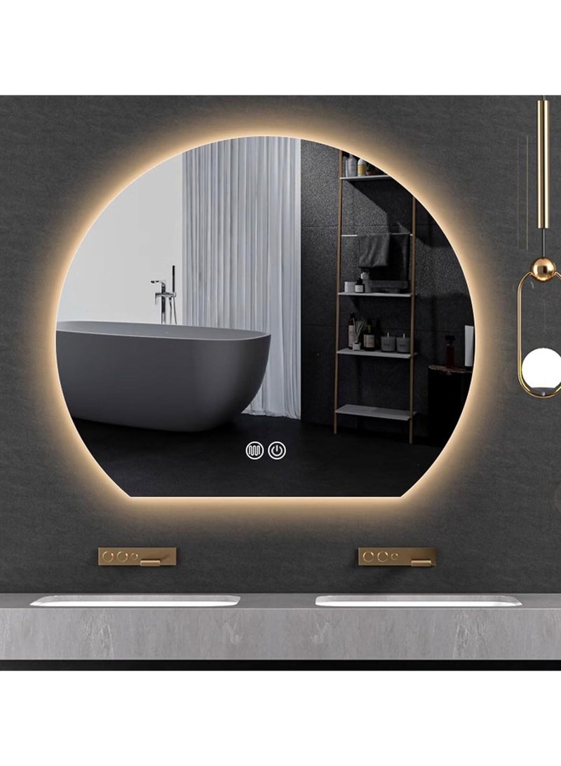 Half Circle Bathroom Mirror with LED Lights, Wall Mounted Mirror, HD bathroom vanity mirror, 3 Color Light Mirror for Wall