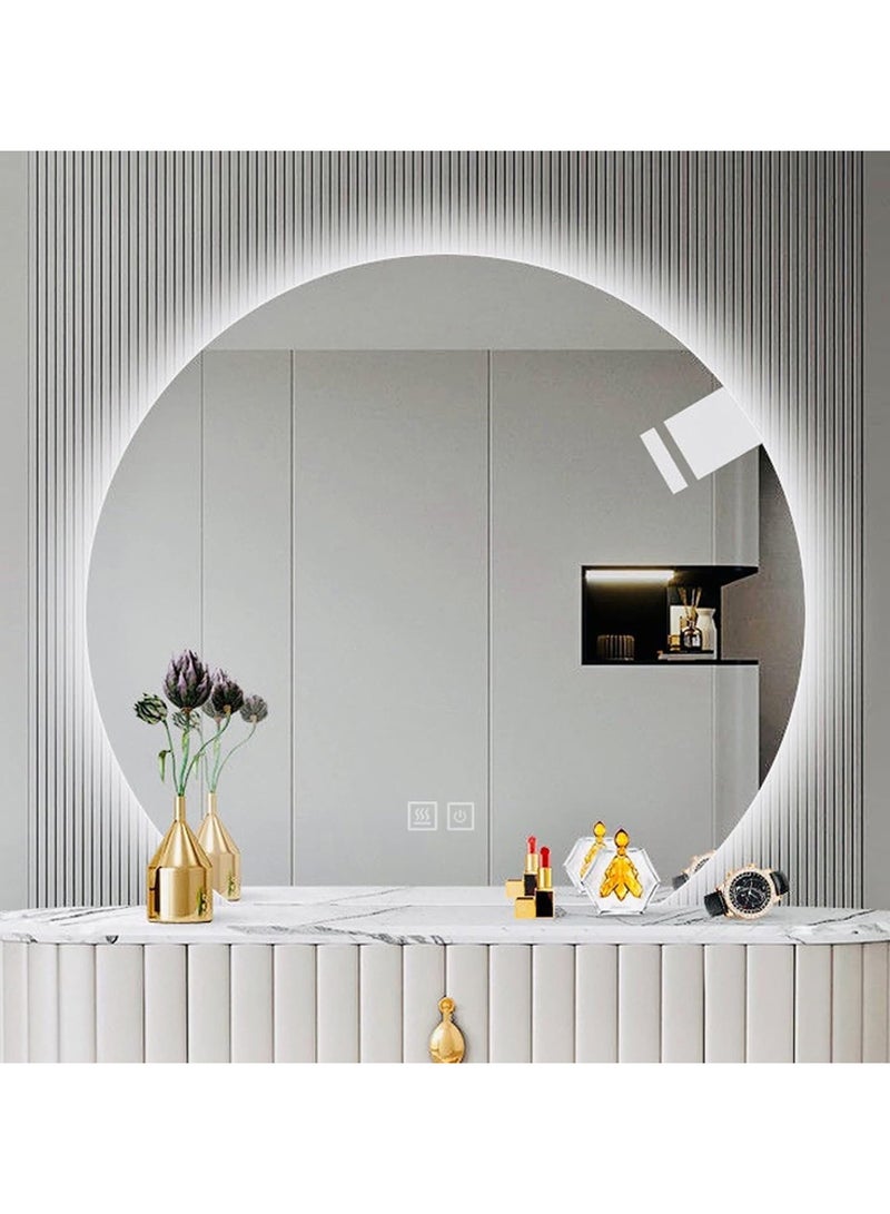 Half Circle Bathroom Mirror with LED Lights, Wall Mounted Mirror, HD bathroom vanity mirror, 3 Color Light Mirror for Wall