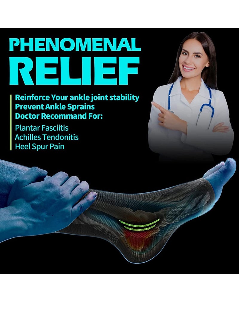 Ankle Brace Compression, 1 Pair Ankle Sleeve for Sprained Ankle, Injury Recovery, Joint Pain, Achilles Tendonitis Support, Plantar Fasciitis Sock Reduce Swelling L
